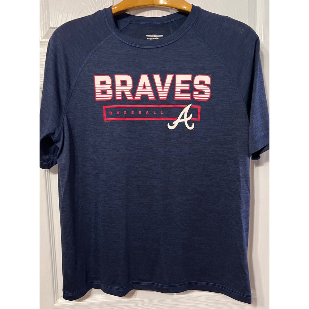 MLB Atlanta‎ Braves Mens XL Navy Blue Space Dye Raglan Performance T-Shirt